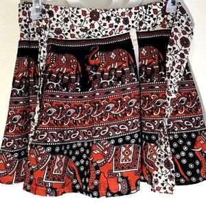 New Black Multicolor Elephant India new 100% cotton wrap SKIRT